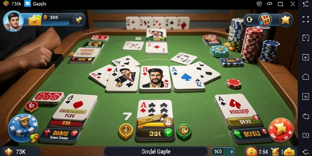 Screenshot gameplay 73K yang menunjukkan aksi seru dalam permainan Gaple.