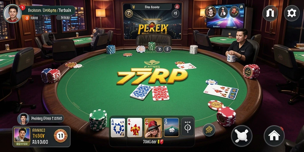 Tampilan gameplay Poker yang seru dan mendebarkan