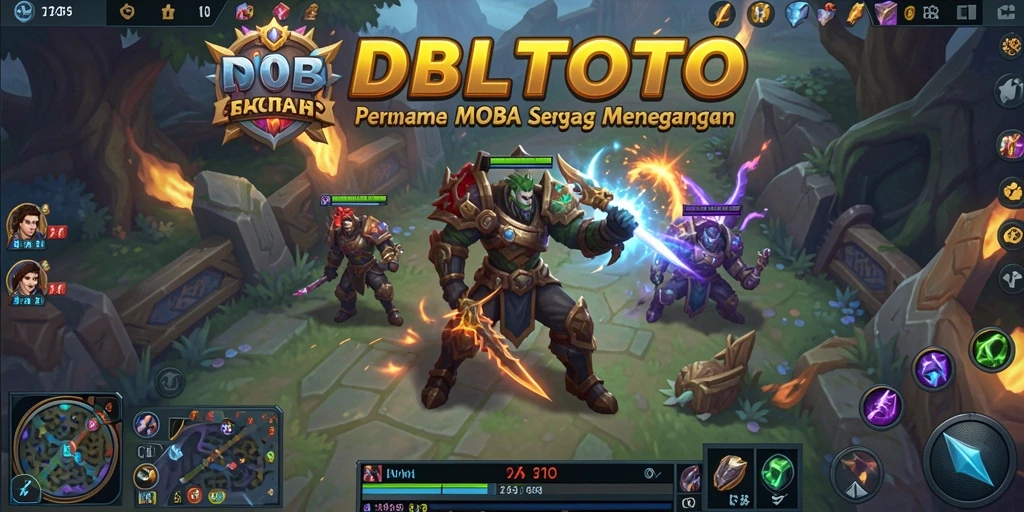 Tangkapan layar gameplay menampilkan pertempuran seru dalam permainan MOBA.