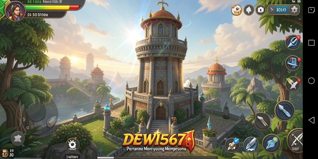 Tampilan gameplay seru dengan menara dan musuh yang menantang.