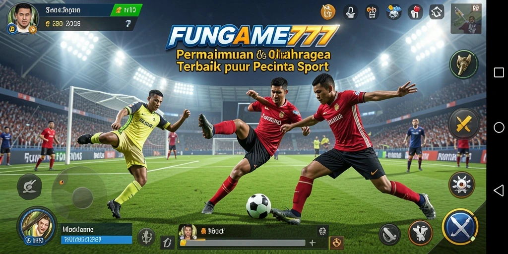 Tampilan gameplay seru dalam FUNGAME777 dengan banyak aksi olahraga.
