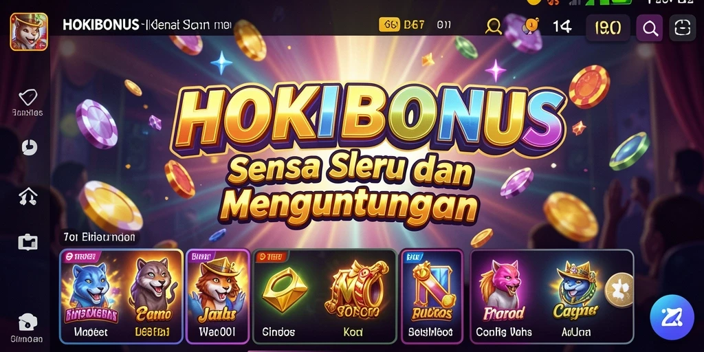 Tampilan gameplay HOKIBONUS dengan simbol menarik dan efek visual yang mengesankan.