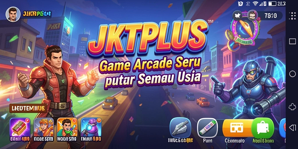 Tampilan gameplay JKTPLUS yang penuh warna dan seru.