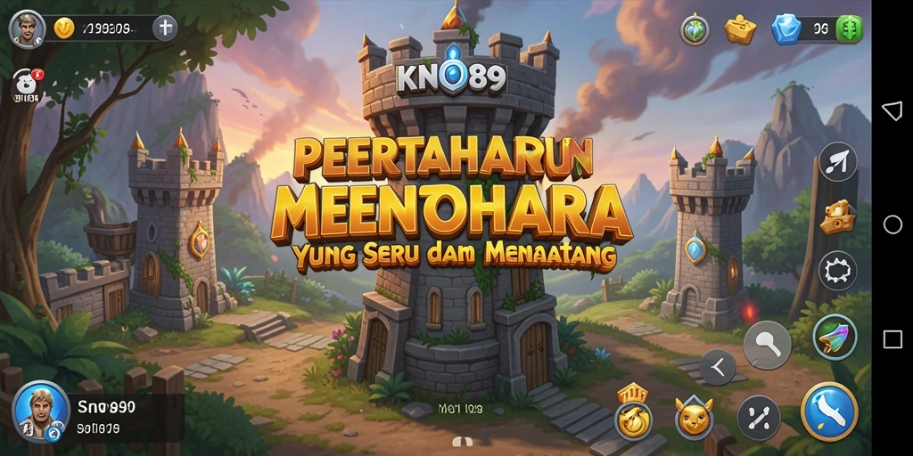 Screenshot gameplay KNO89 yang menampilkan pertahanan menara yang seru.