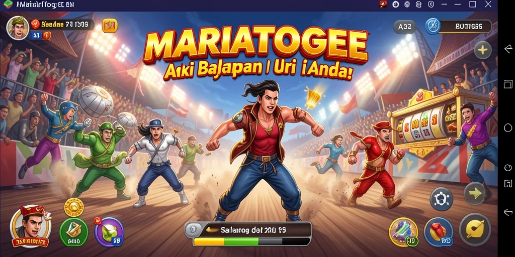 Tampilan seru gameplay balapan MARIATOGEL dengan mobil cepat.