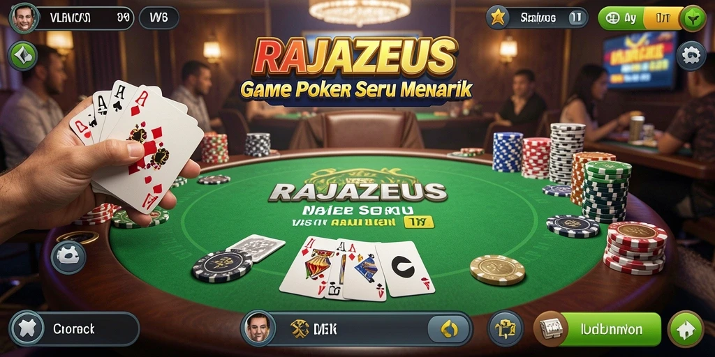 Screenshot gameplay RAJAZEUS menampilkan momen seru permainan Poker.