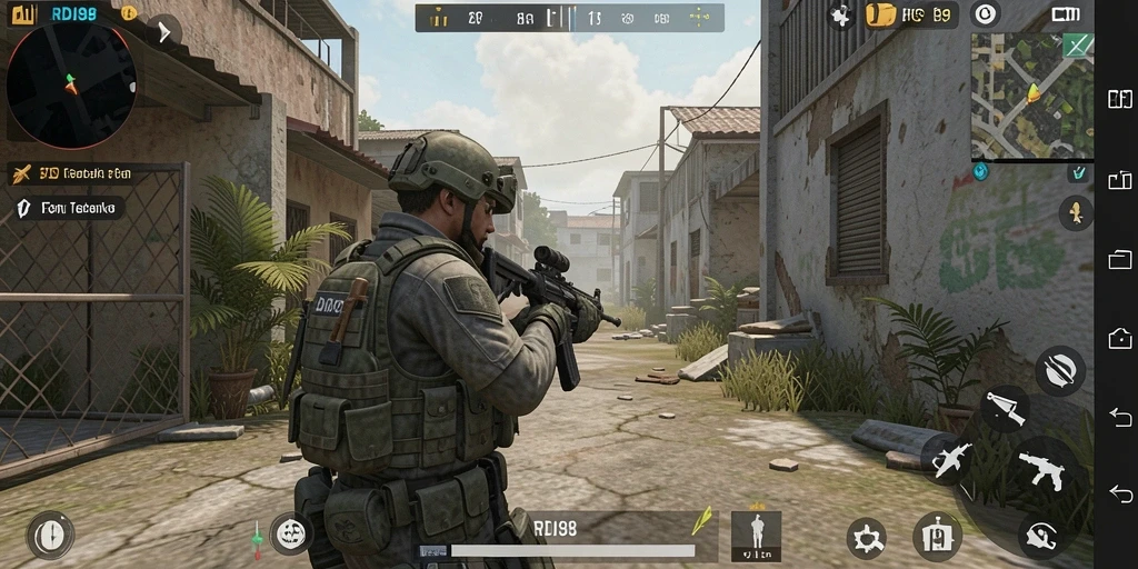 Screenshot gameplay RDI88 menampilkan aksi tembak-menembak yang seru.