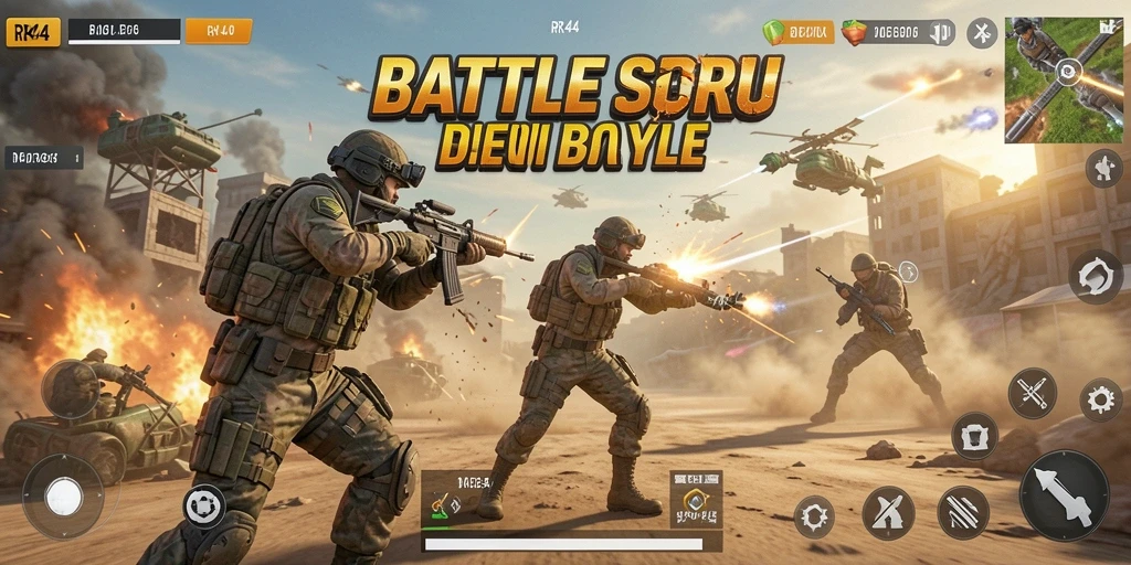 Screenshot gameplay RR44 yang menunjukkan aksi pertempuran Battle Royale.