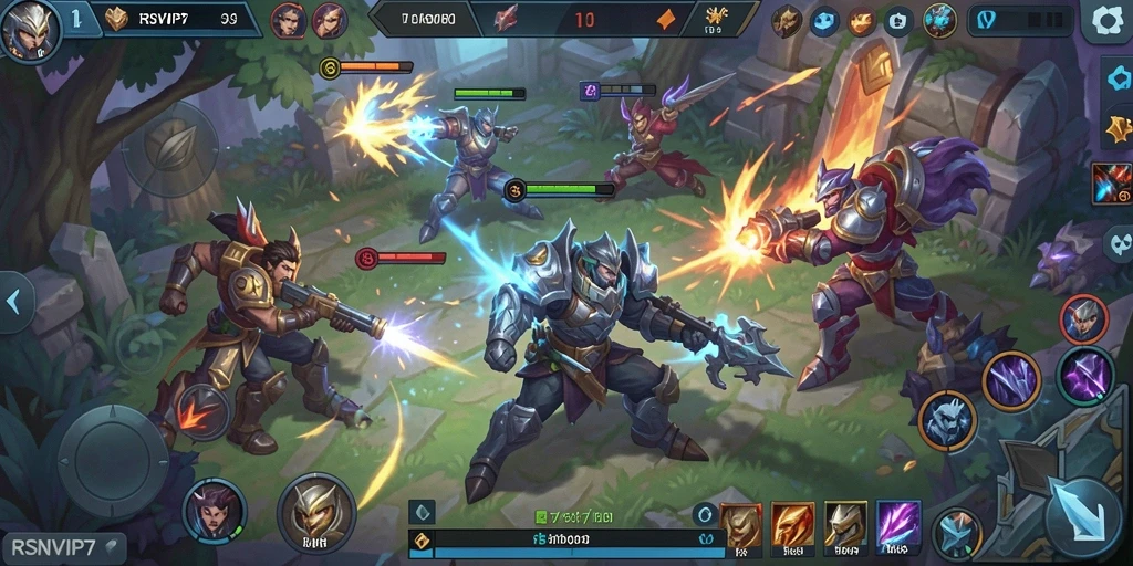 Tangkapan layar gameplay RSNVIP7 menampilkan aksi pertempuran seru.