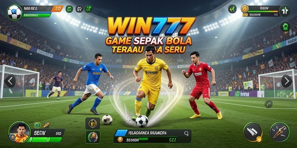 Tampilan gameplay WIN777 dengan aksi sepak bola yang mendebarkan.